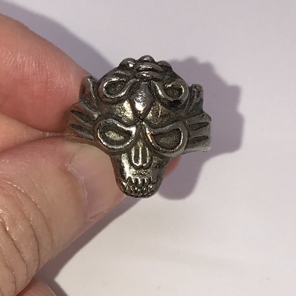 Pewter Double Mask Ring, Size 11 - Picture 5 of 6